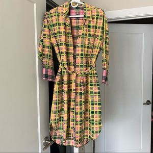 Burberry plaids midi shirt dress